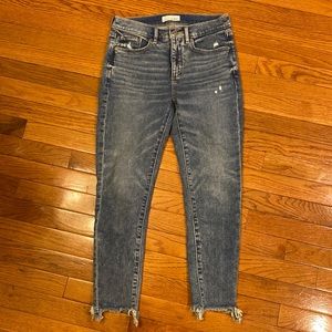 Loft 4P Distressed Skinny Jeans Chewed Hem